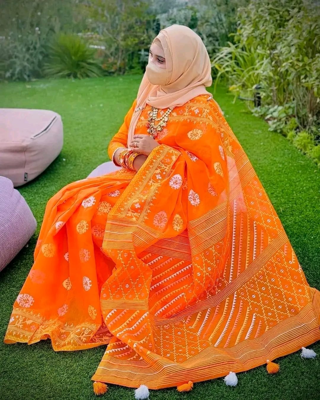 Half Silk Screen Print Saree