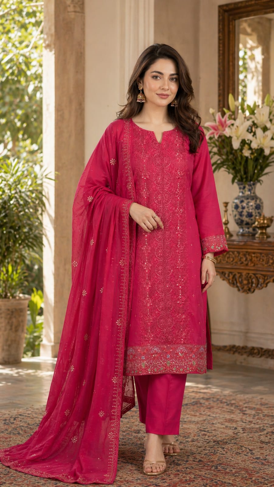 Cotton Unstitched Three Piece