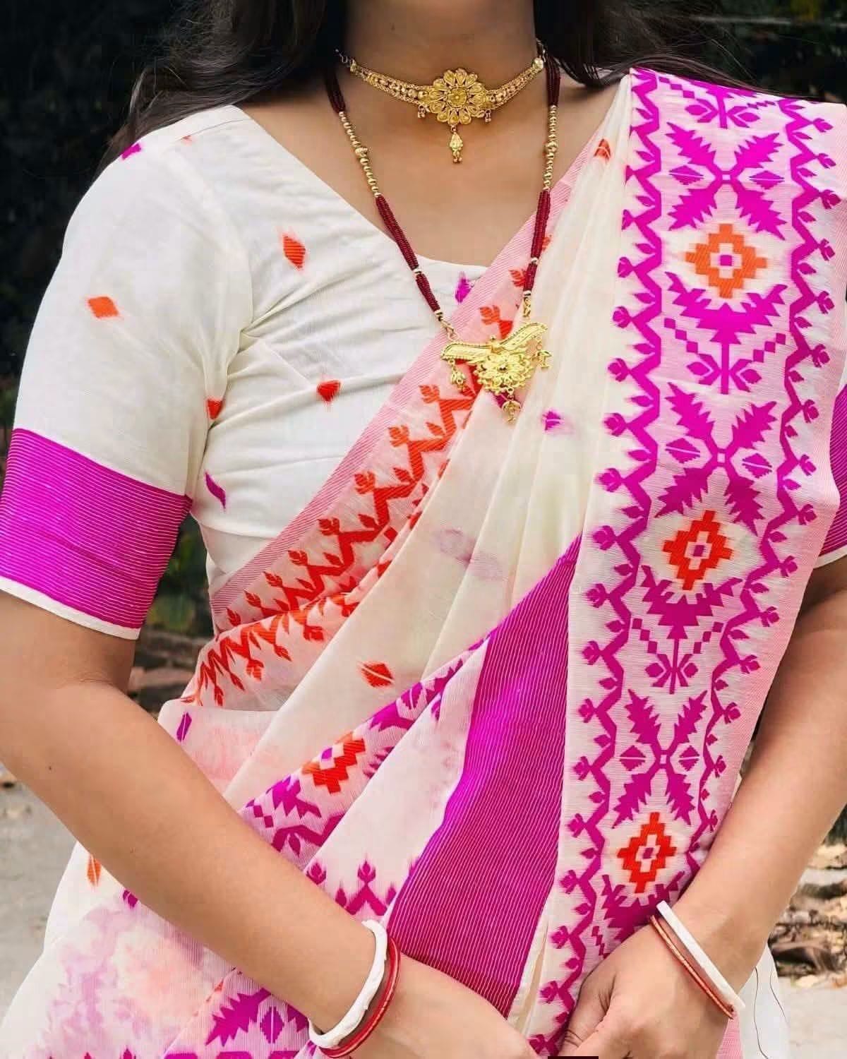Half silk Screen Print Saree